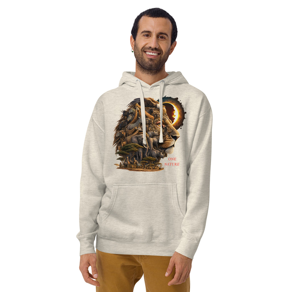 Illusions Lion Unisex Hoodie — Oatmeal Heather — front