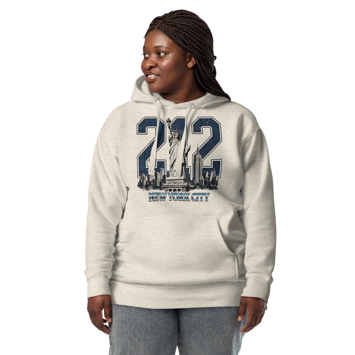 New York 212 Unisex Hoodie — Oatmeal Heather — front