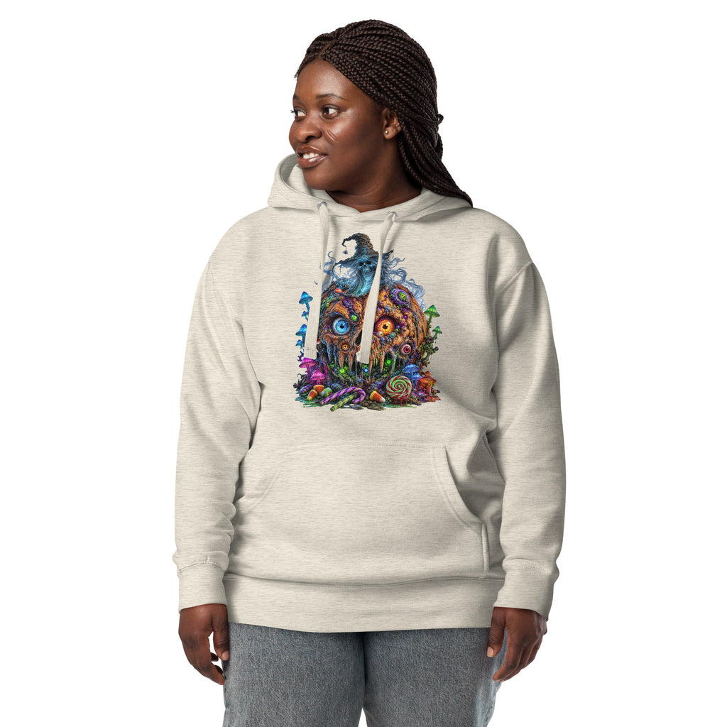 Pumpkin Horror Unisex Hoodie — Oatmeal Heather — front