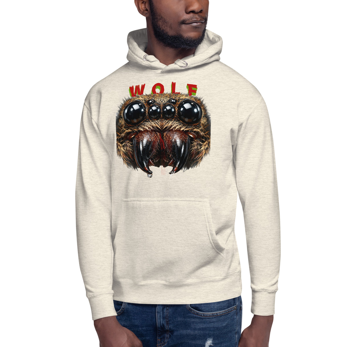 Spider Eyes Unisex Hoodie — Oatmeal Heather — front
