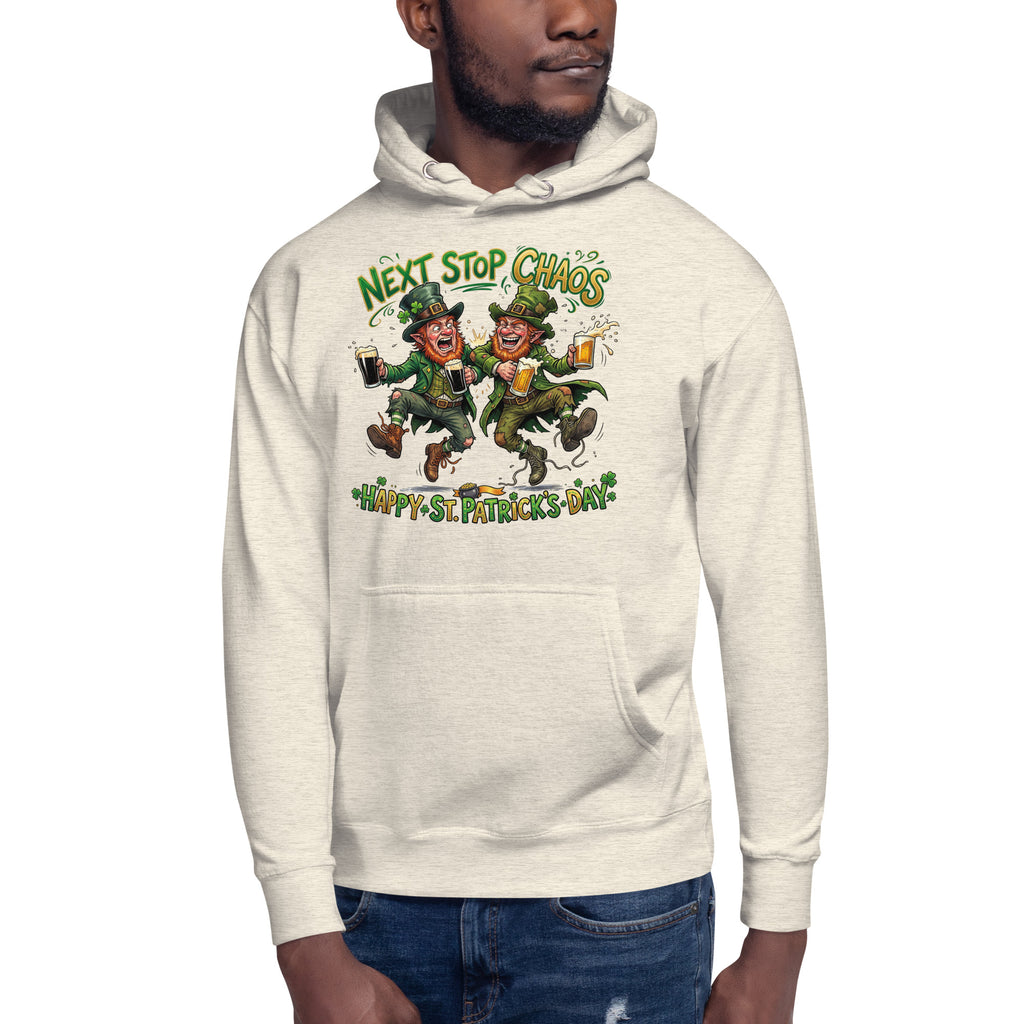 St. Patrick’s Day Chaos Unisex Hoodie — Oatmeal Heather — front