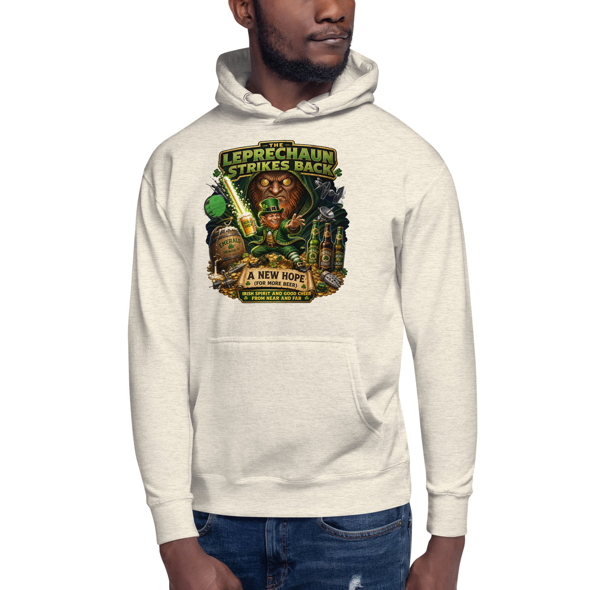 Leprechaun Strikes Back Unisex Hoodie — Oatmeal Heather — front