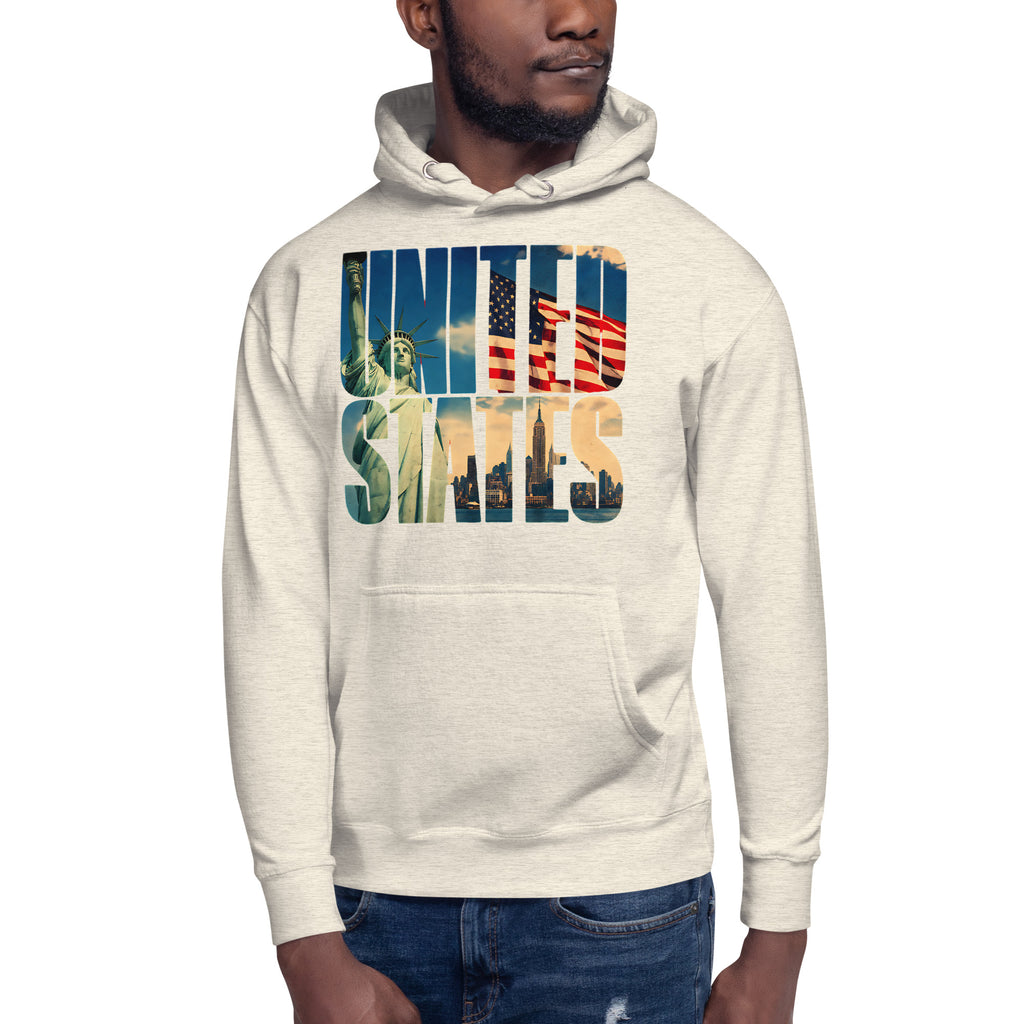 United States Unisex Hoodie — Oatmeal Heather — front
