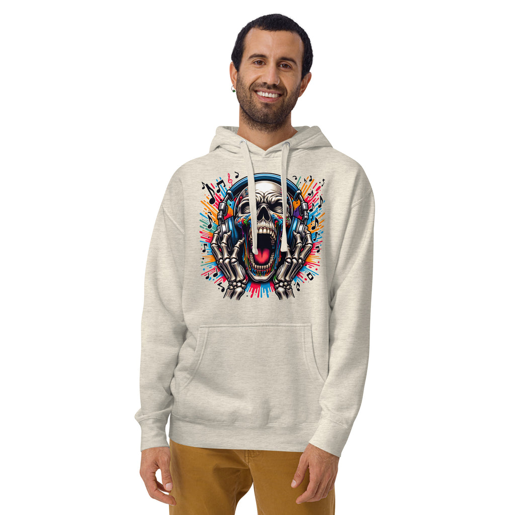 Screaming Skeleton Unisex Hoodie — Oatmeal Heather — front