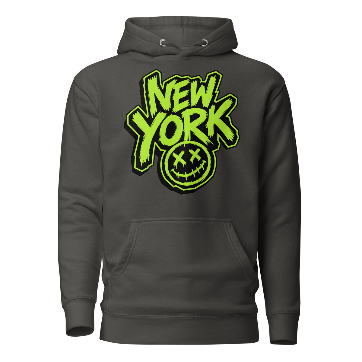 NY Smiles Unisex Hoodie — Vintage Black — front