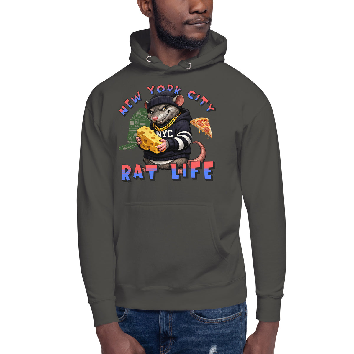 NYC Rat Life Unisex Hoodie — Vintage Black — front