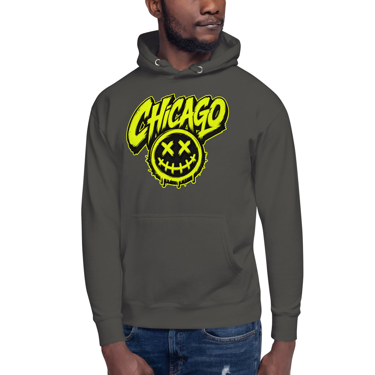 Chicago Smiles Unisex Hoodie — Vintage Black — front