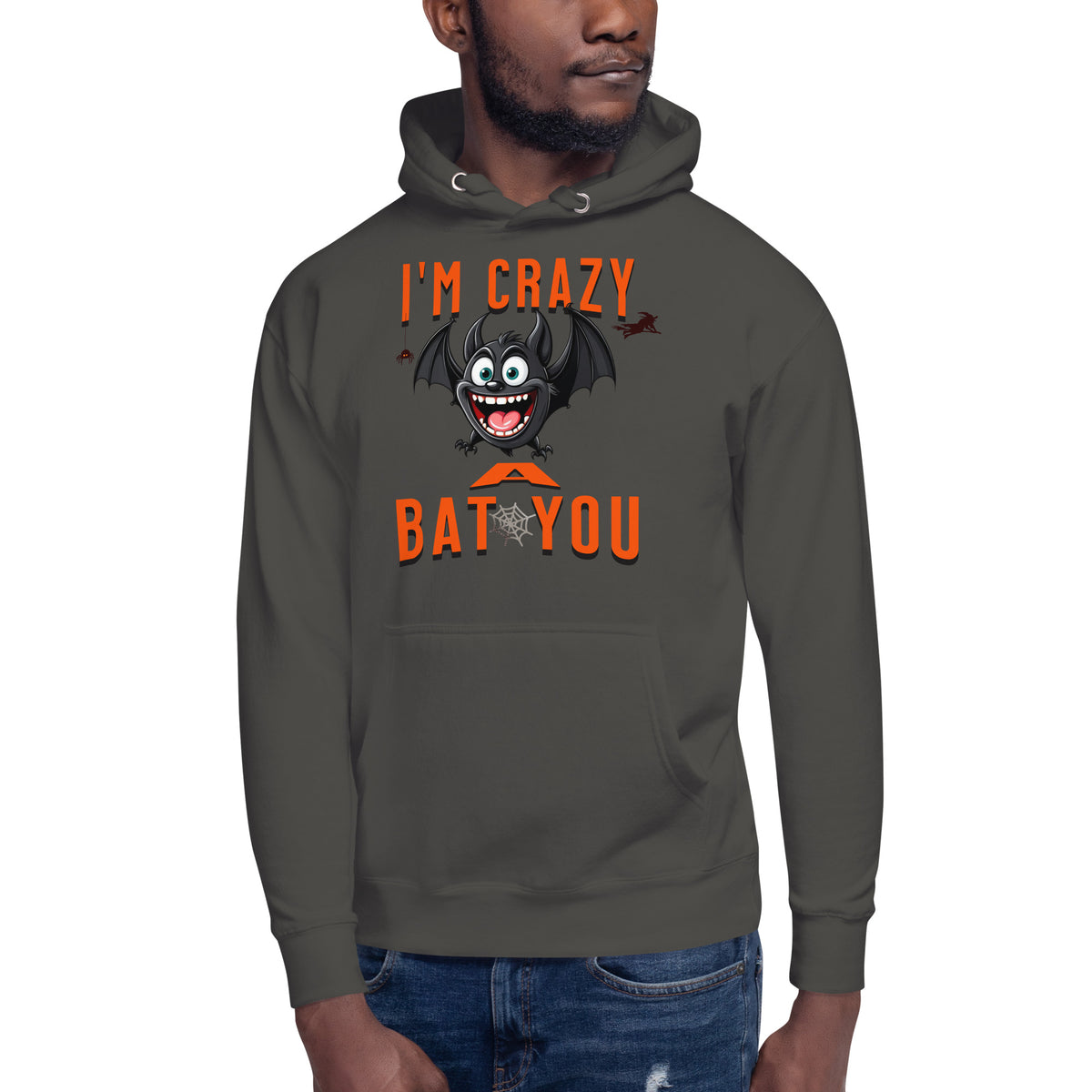 Crazy Bat You Unisex Hoodie — Vintage Black — front