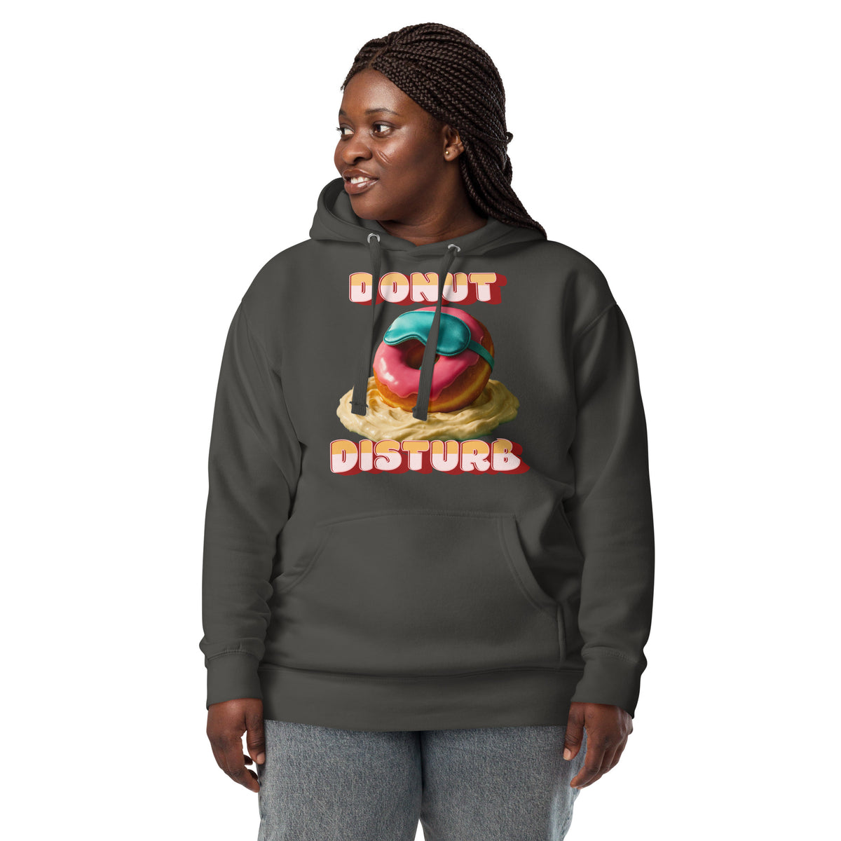 Donut Disturb Unisex Hoodie — Vintage Black — front