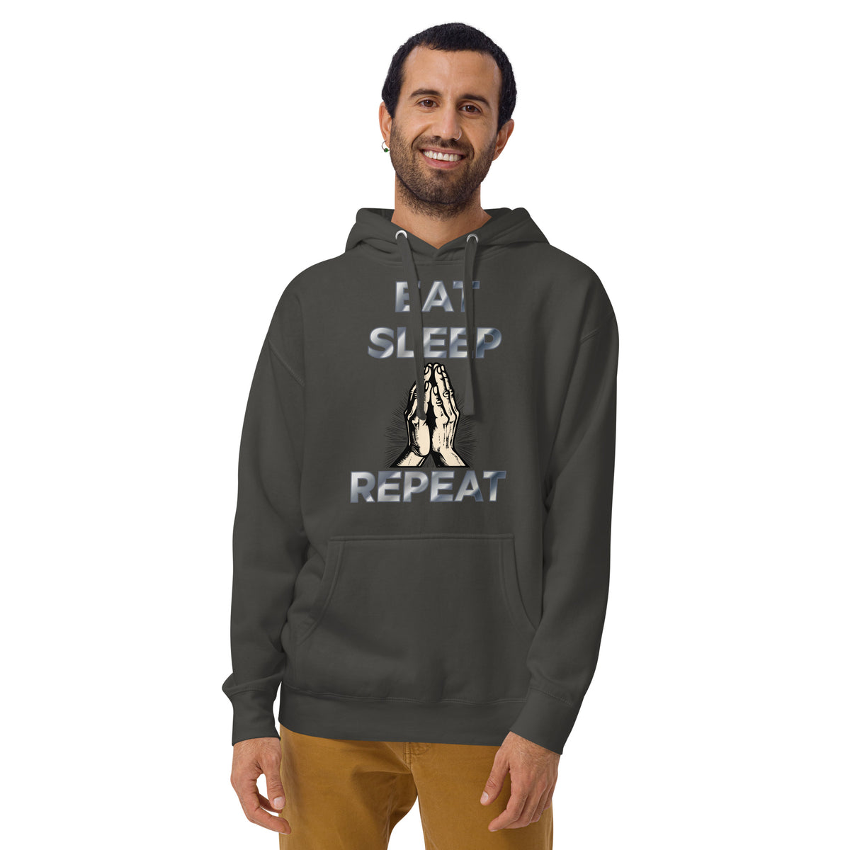 Eat sleep pray Unisex Hoodie — Vintage Black — front