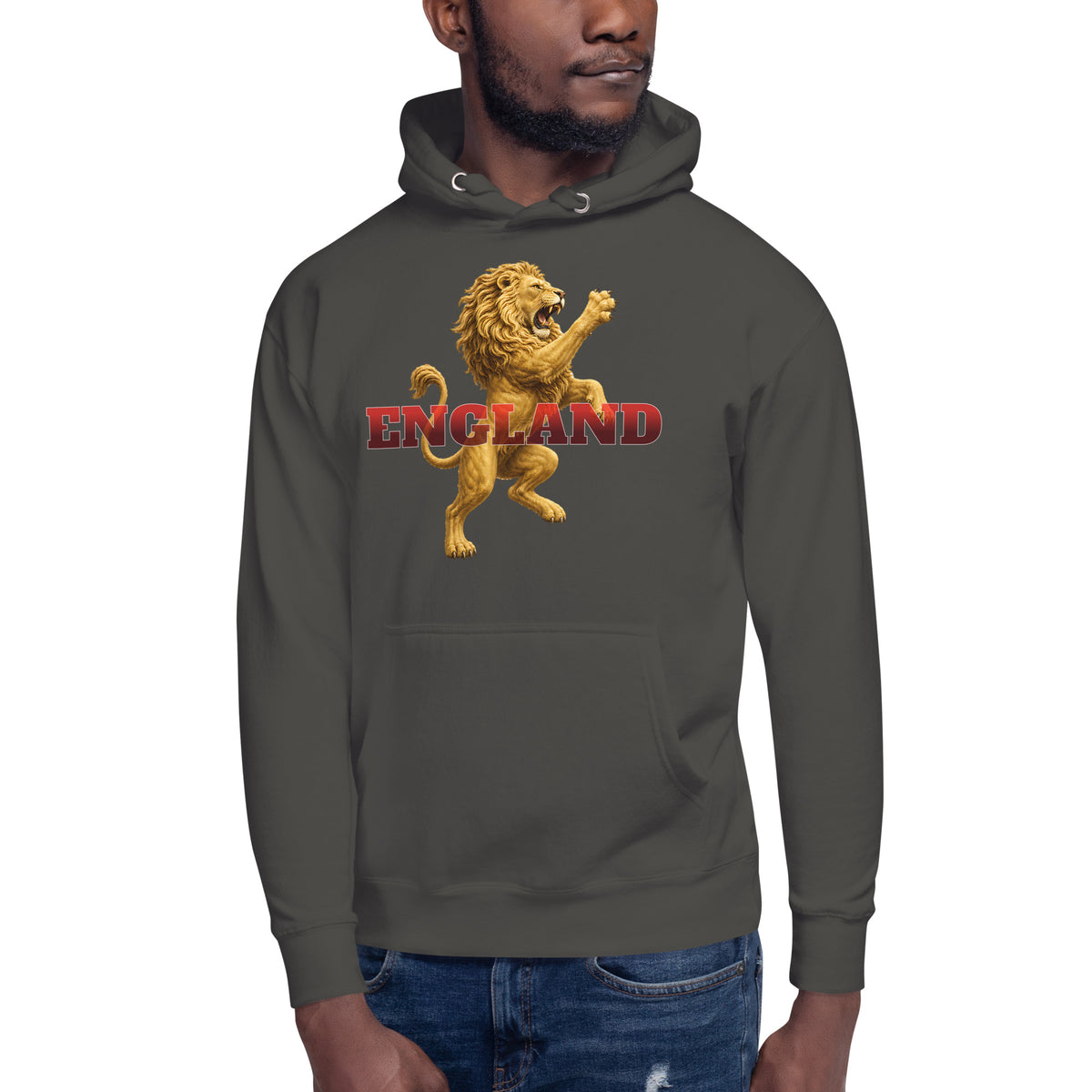England Lion Unisex Hoodie — Vintage Black — front