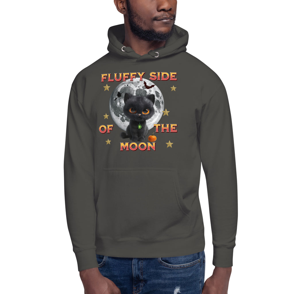 Fluffy Halloween Kitty Unisex Hoodie — Vintage Black — front