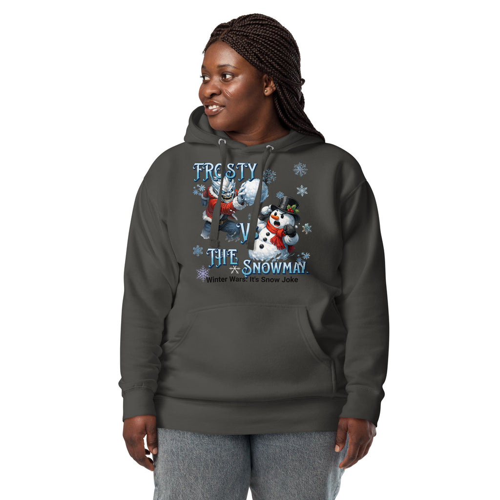 Frosty Vs The Snowman Unisex Hoodie — Vintage Black — front