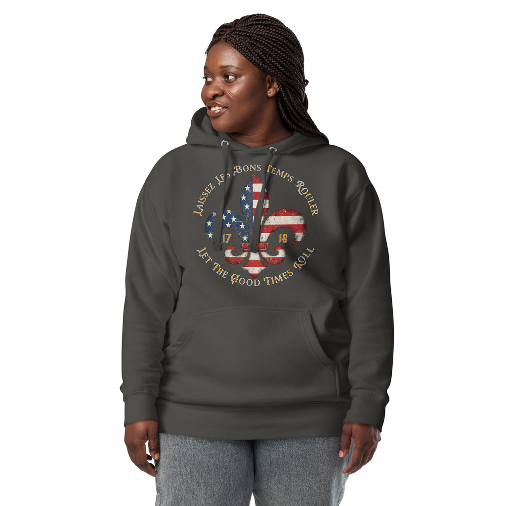 Good Times NOLA Unisex Hoodie — Vintage Black — front
