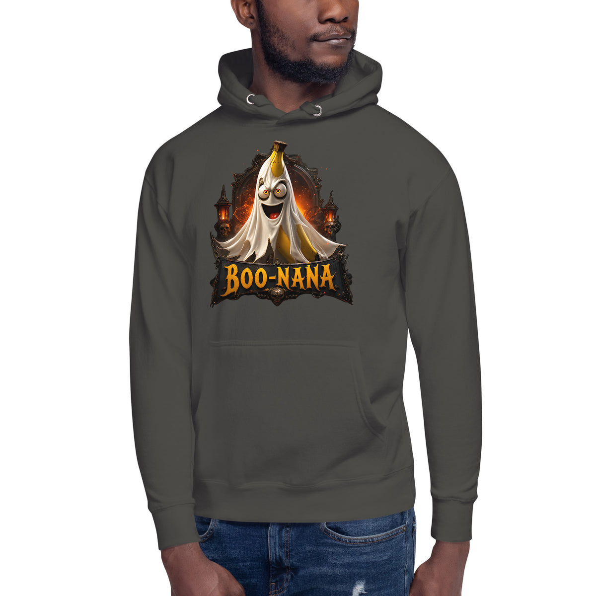 Halloween Banana Unisex Hoodie — Vintage Black — front