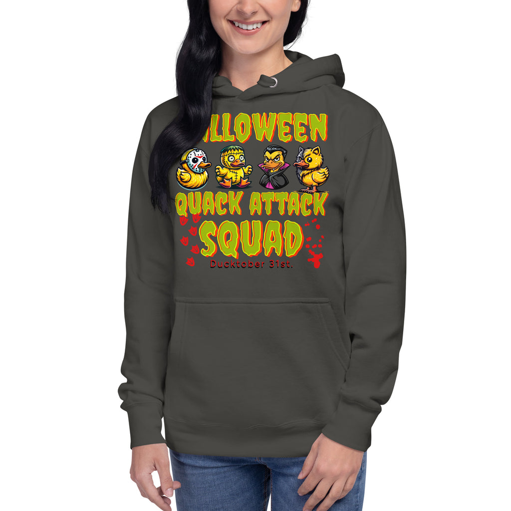 Halloween Quack Attack Unisex Hoodie — Vintage Black — front