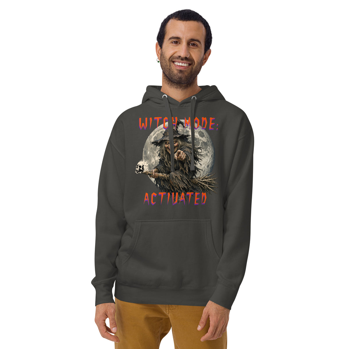 Halloween Witch Mode Unisex Hoodie — Vintage Black — front