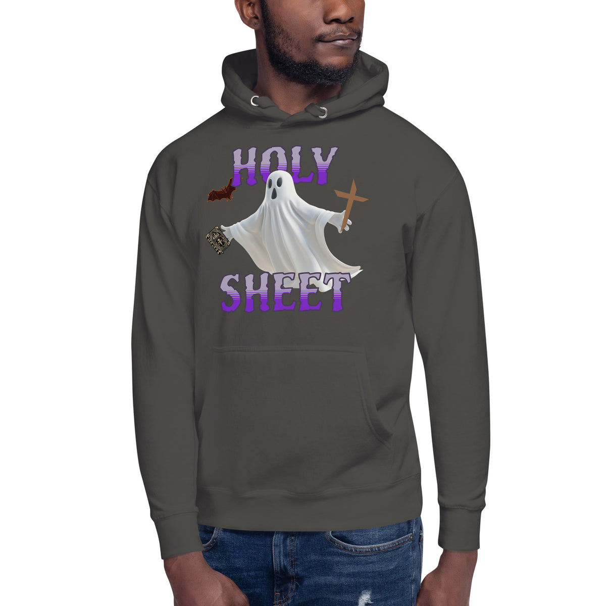 Holy Sheet Unisex Hoodie — Vintage Black — front