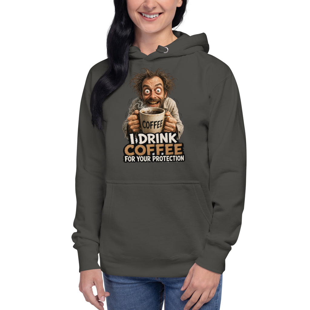 I Drink Coffee Unisex Hoodie — Vintage Black — front