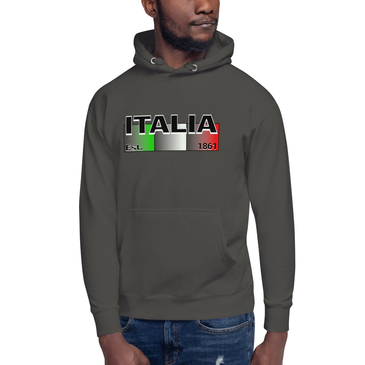 Italy Unisex Hoodie — Vintage Black — front