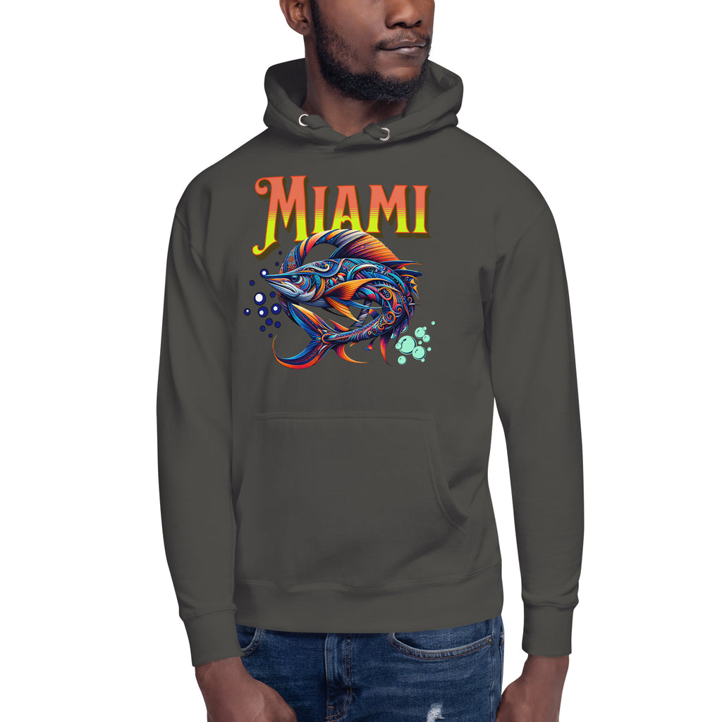 Miami Swordfish Unisex Hoodie — Vintage Black — front