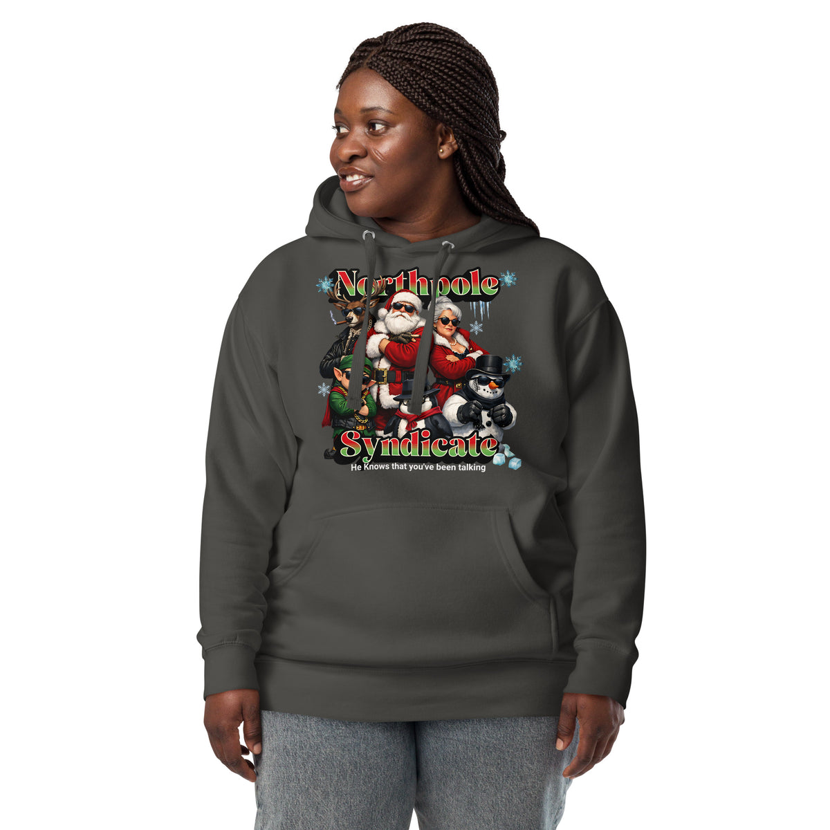 Santa’s Xmas Crew Unisex Hoodie — Vintage Black — front