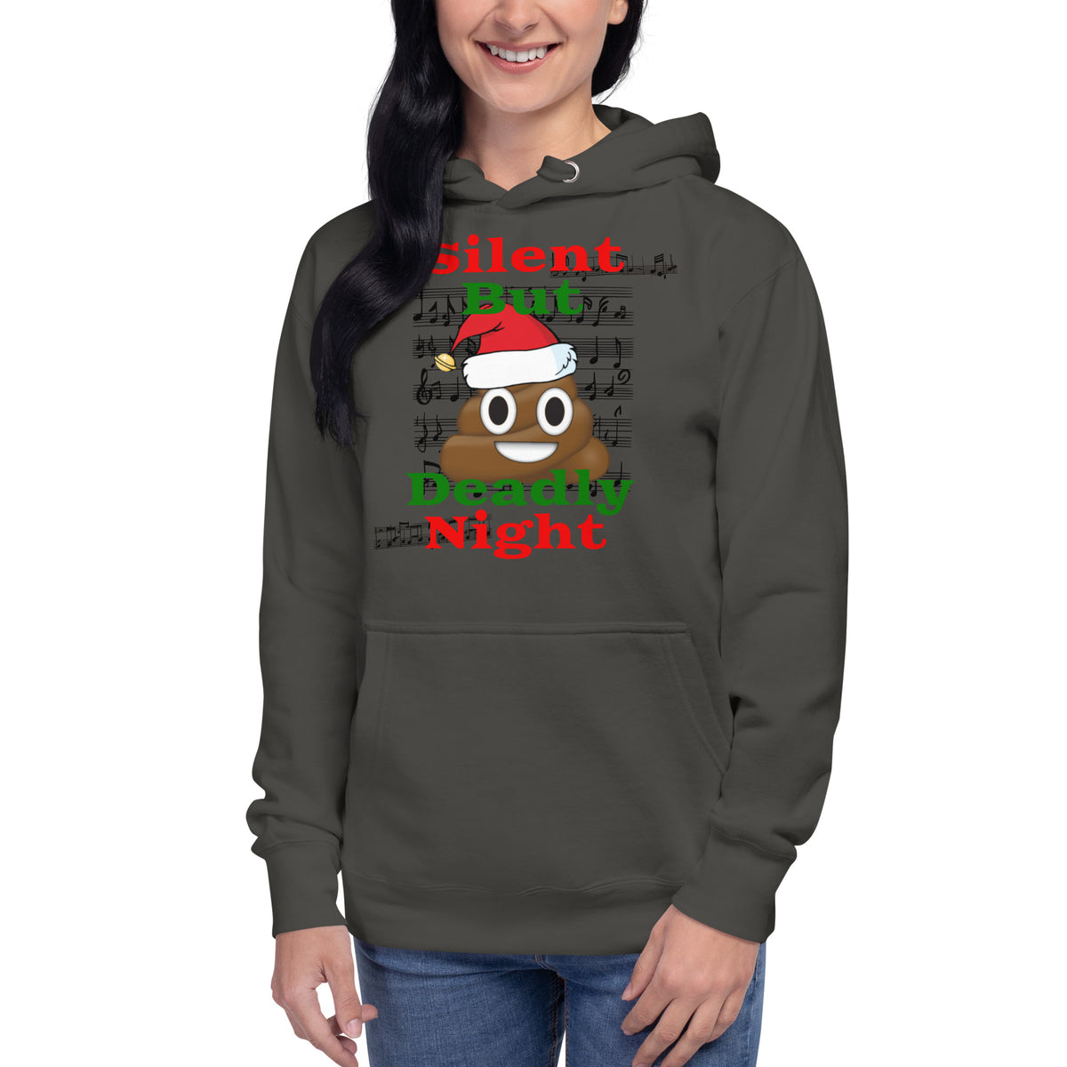 Silent Night Unisex Hoodie — Vintage Black — front