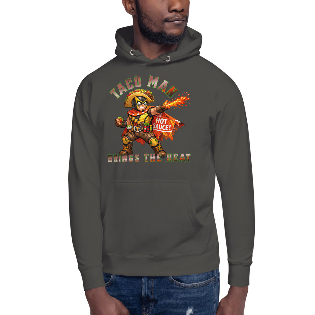 Taco Man Unisex Hoodie — Vintage Black — front