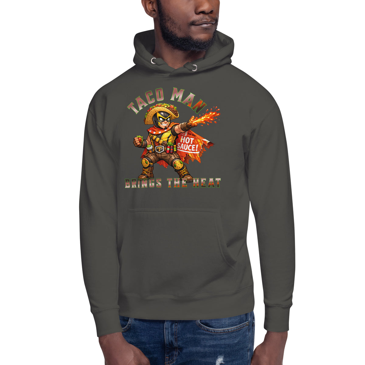 Taco Man Unisex Hoodie — Vintage Black — front