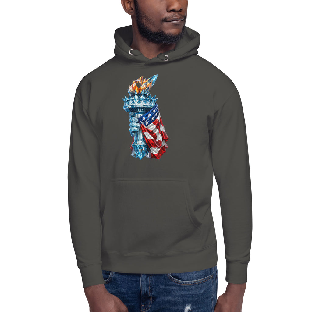 USA Liberty Ice Torch Unisex Hoodie — Vintage Black — front