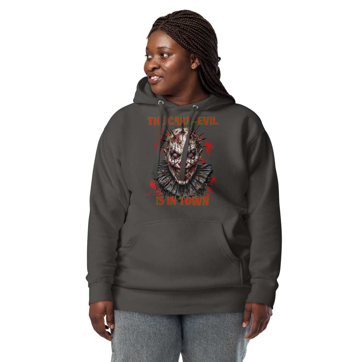 Undead Clown 2 Unisex Hoodie — Vintage Black — front