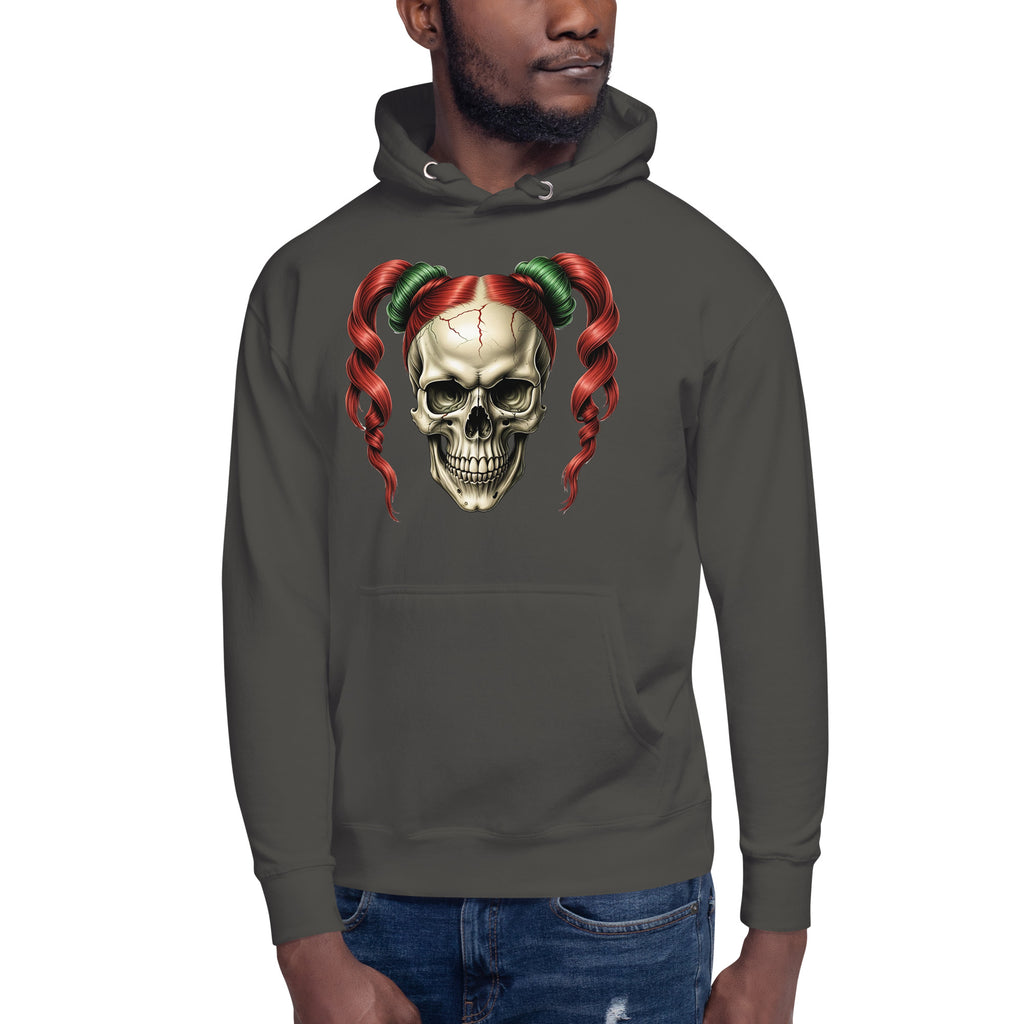 Ponytails Skull Unisex Hoodie — Vintage Black — front