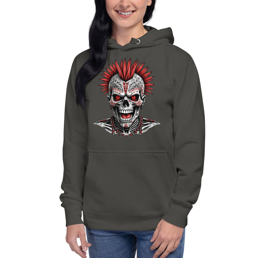 Punk Skeleton Unisex Hoodie — Vintage Black — front