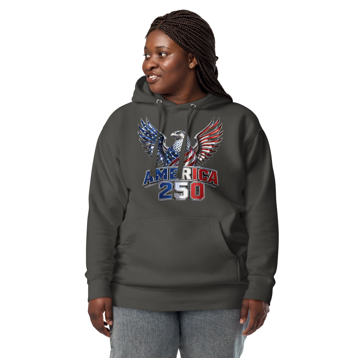 American 250 Unisex Hoodie — Vintage Black — front