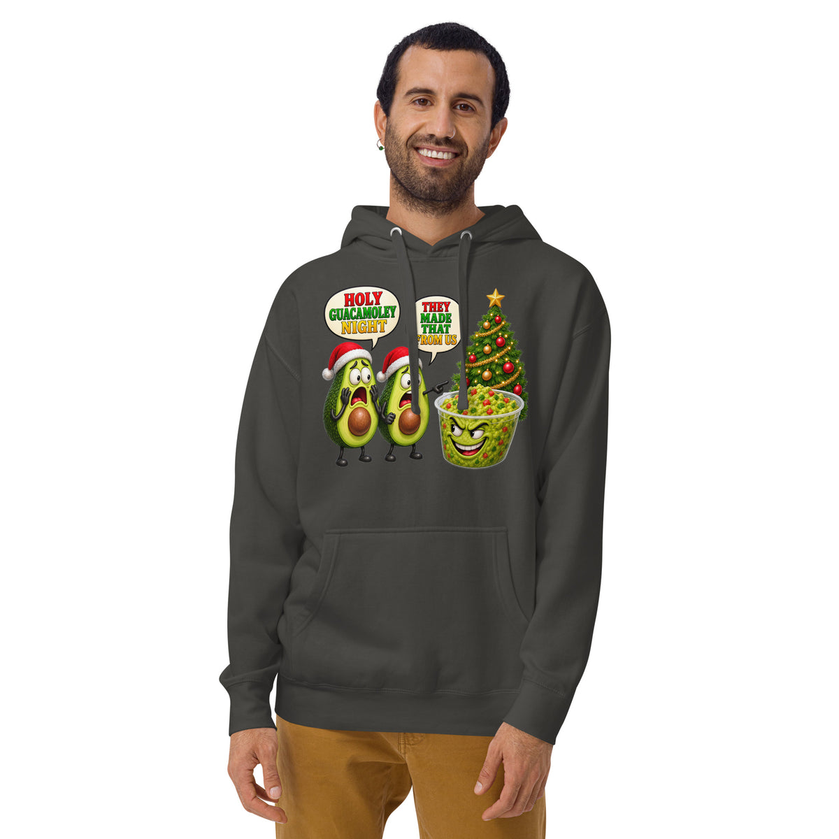 Christmas Guacamole Unisex Hoodie — Vintage Black — front