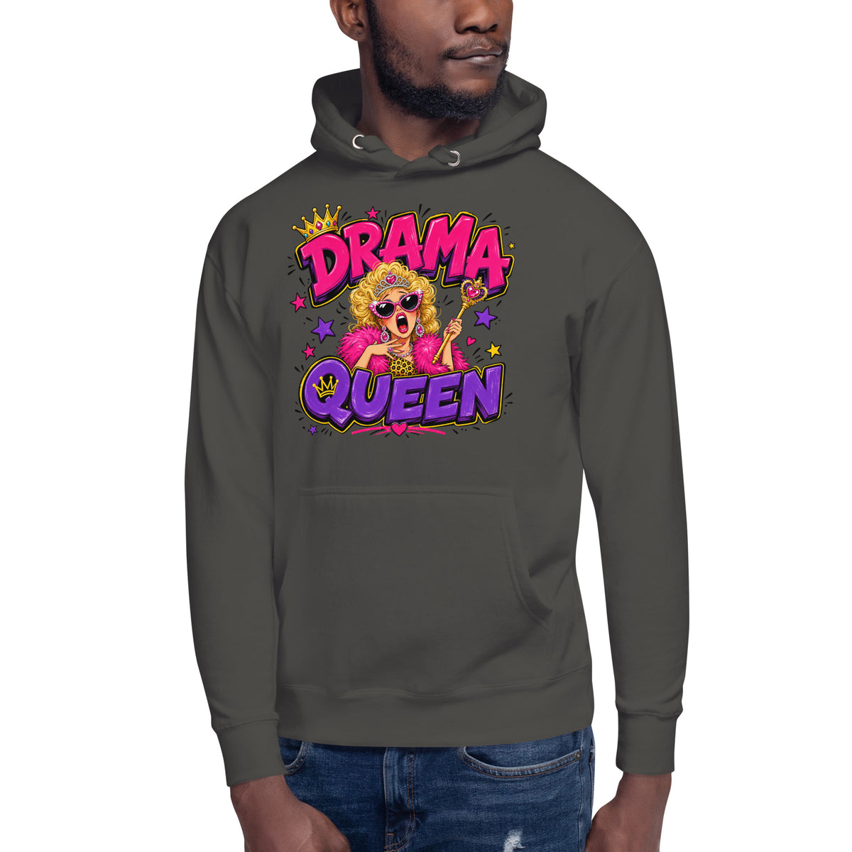 Drama Queen Unisex Hoodie — Vintage Black — front