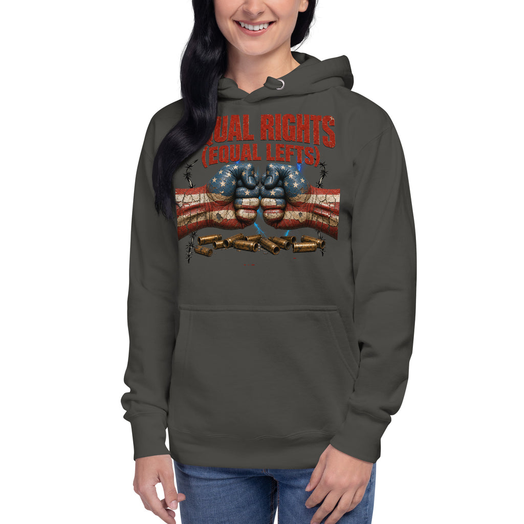 Equal Rights Equal Lefts Unisex Hoodie — Vintage Black — front