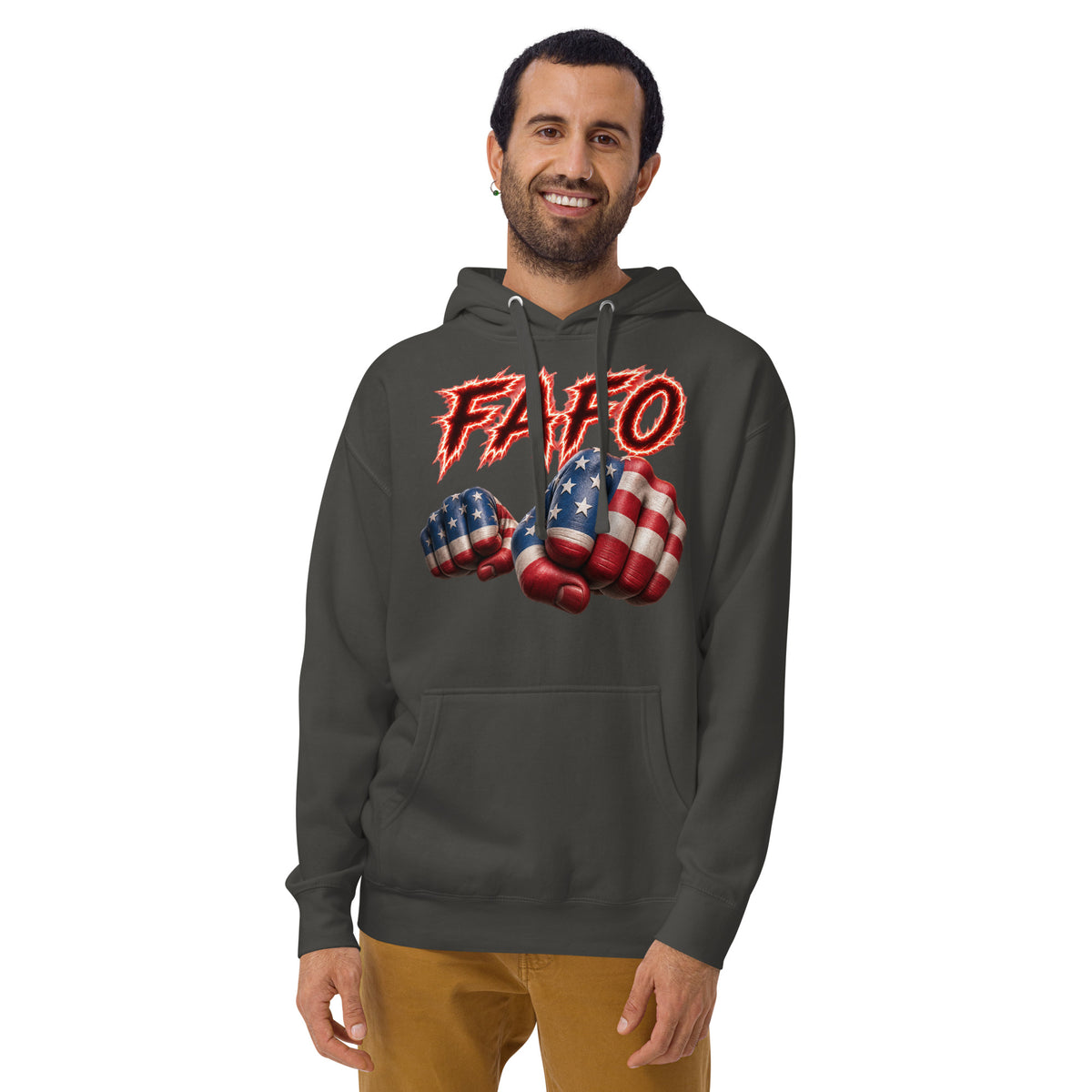 FAFO Fist Unisex Hoodie — Vintage Black — front