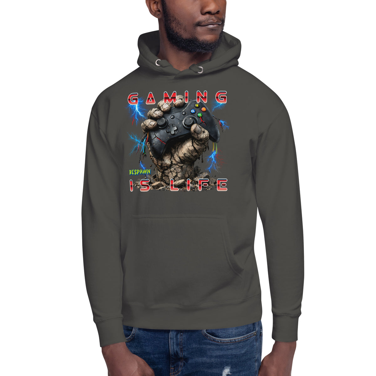 Gaming Is Life Unisex Hoodie — Vintage Black — front