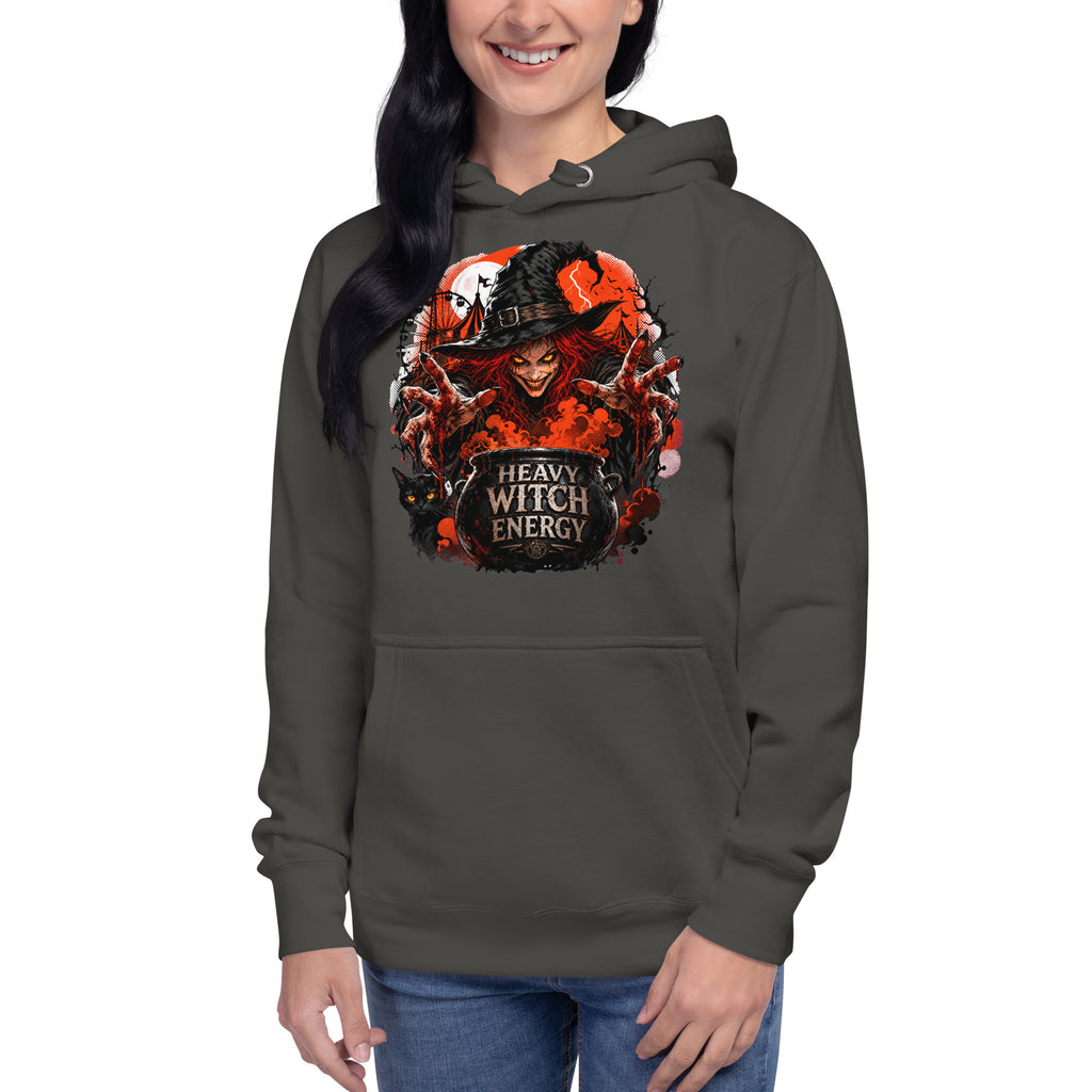 Heavy Witch Energy Unisex Hoodie — Vintage Black — front
