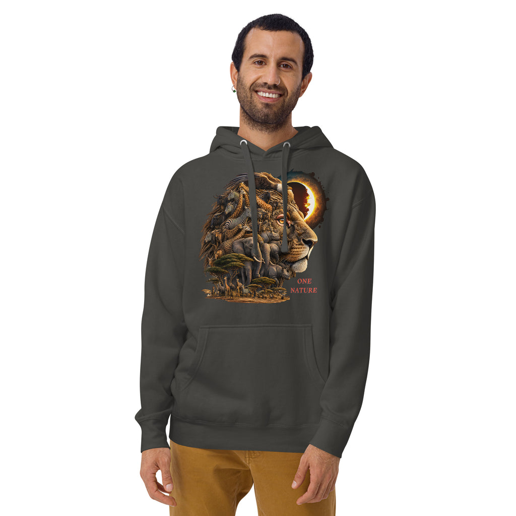 Illusions Lion Unisex Hoodie — Vintage Black — front