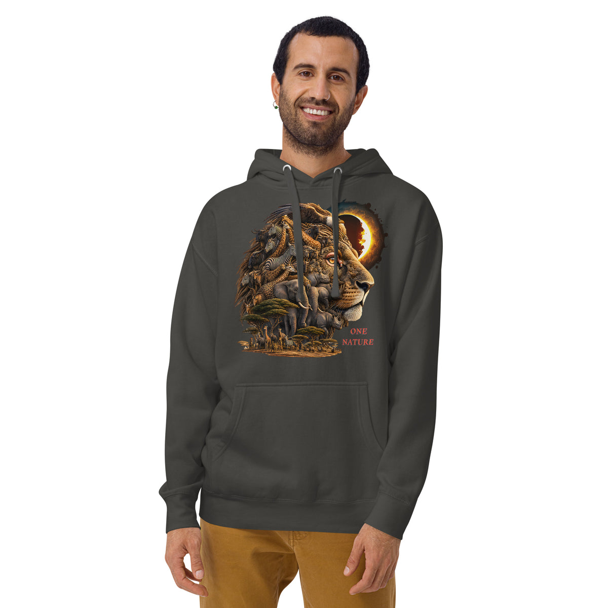 Illusions Lion Unisex Hoodie — Vintage Black — front