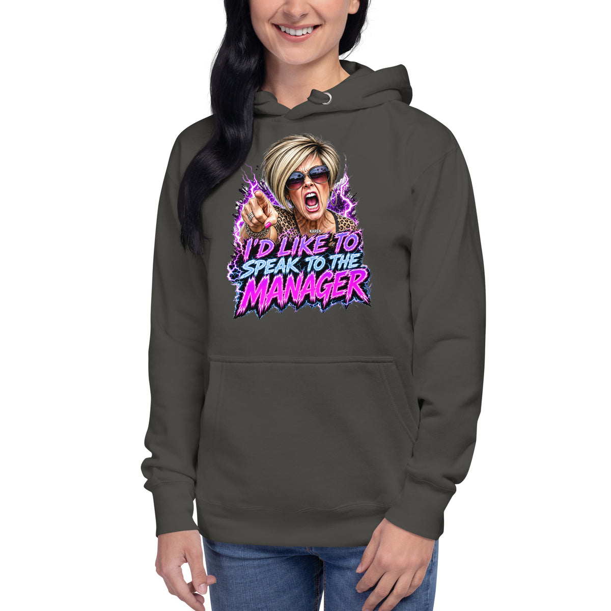 Karen Unisex Hoodie — Vintage Black — front