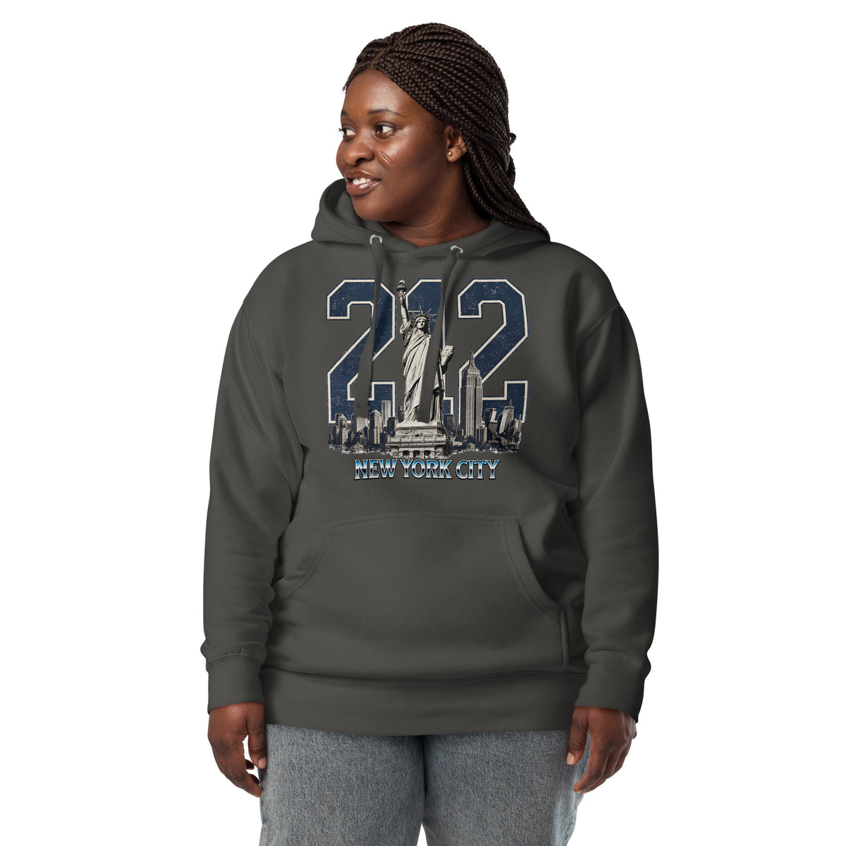 New York 212 Unisex Hoodie — Vintage Black — front