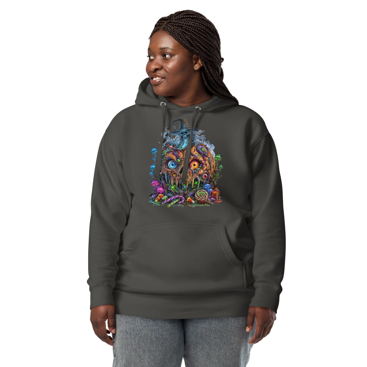 Pumpkin Horror Unisex Hoodie — Vintage Black — front