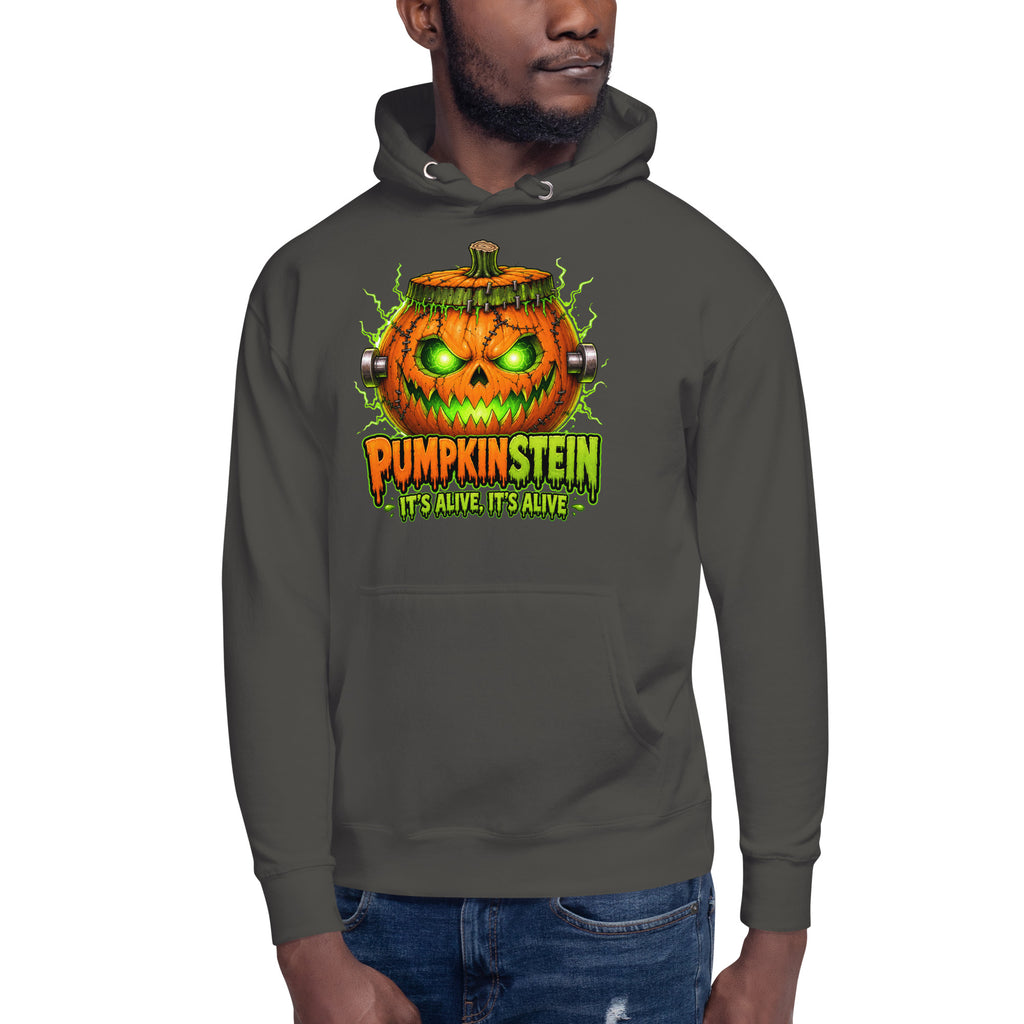 Pumpkinstein Unisex Hoodie — Vintage Black — front