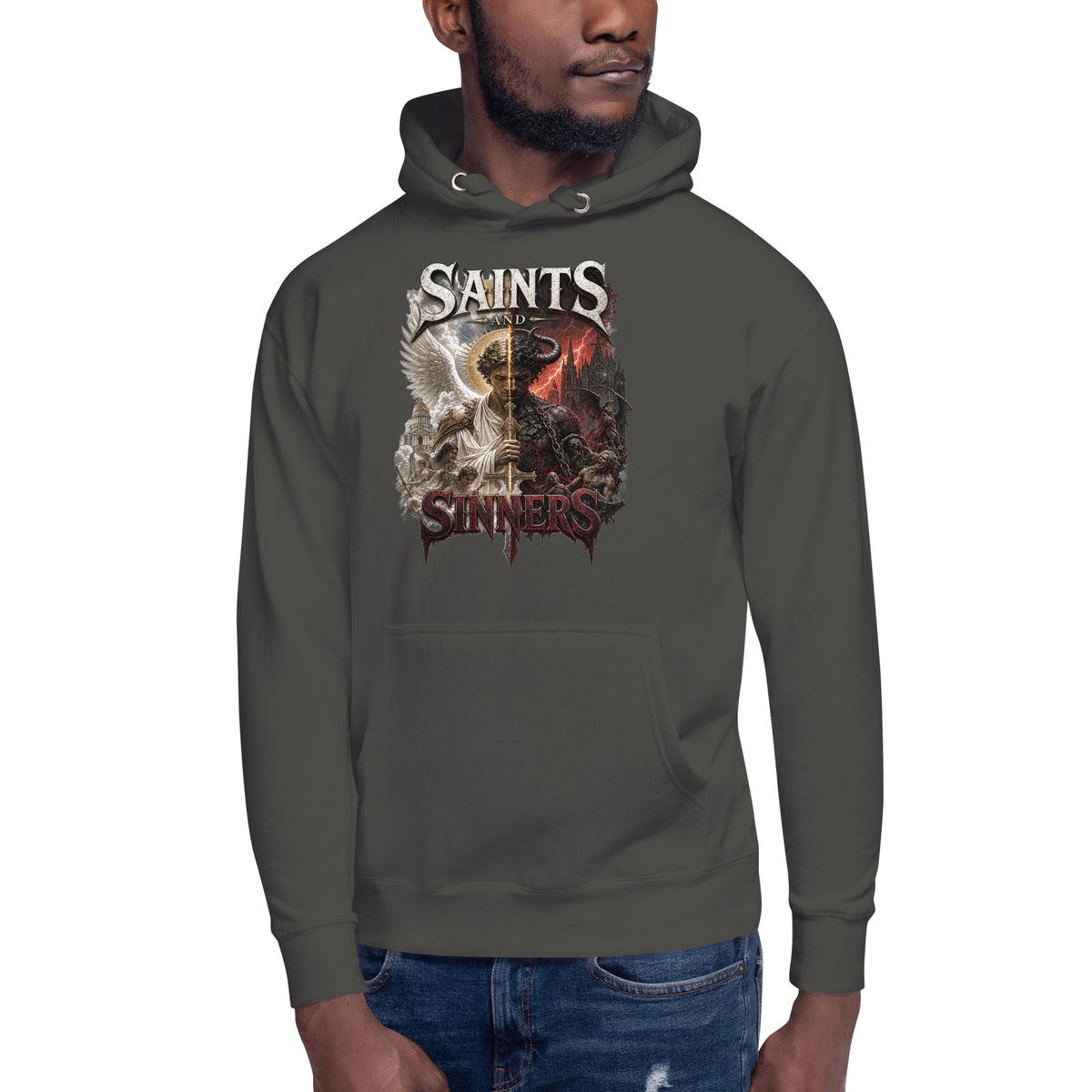 Saints and Sinners Unisex Hoodie — Vintage Black — front