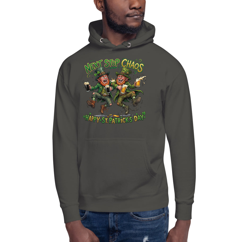 St. Patrick’s Day Chaos Unisex Hoodie — Vintage Black — front
