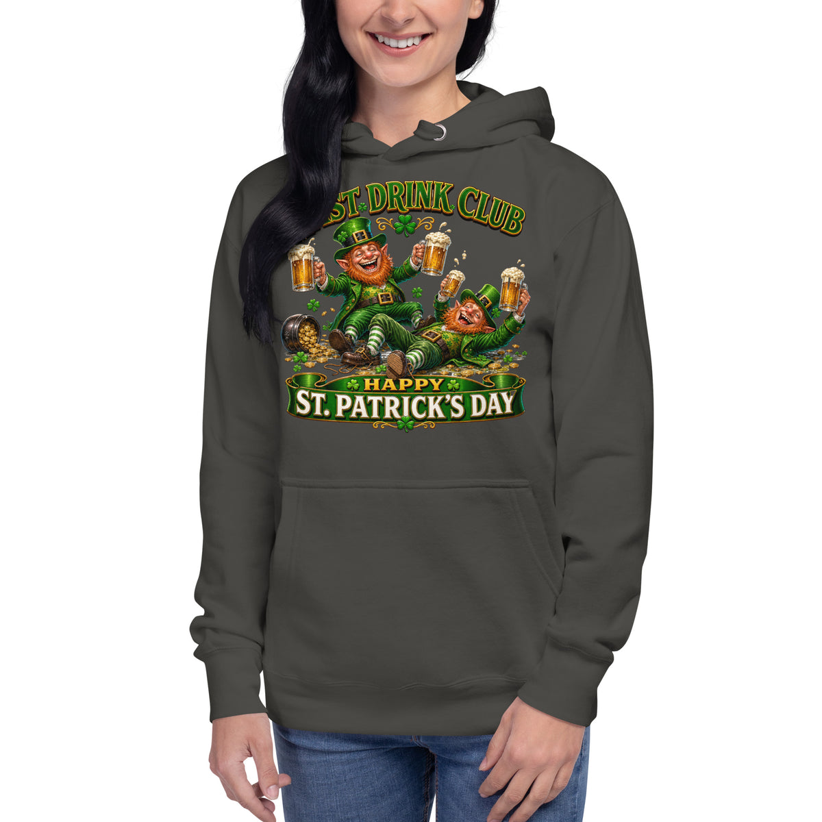 St. Patrick’s Day Last Drink Unisex Hoodie — Vintage Black — front