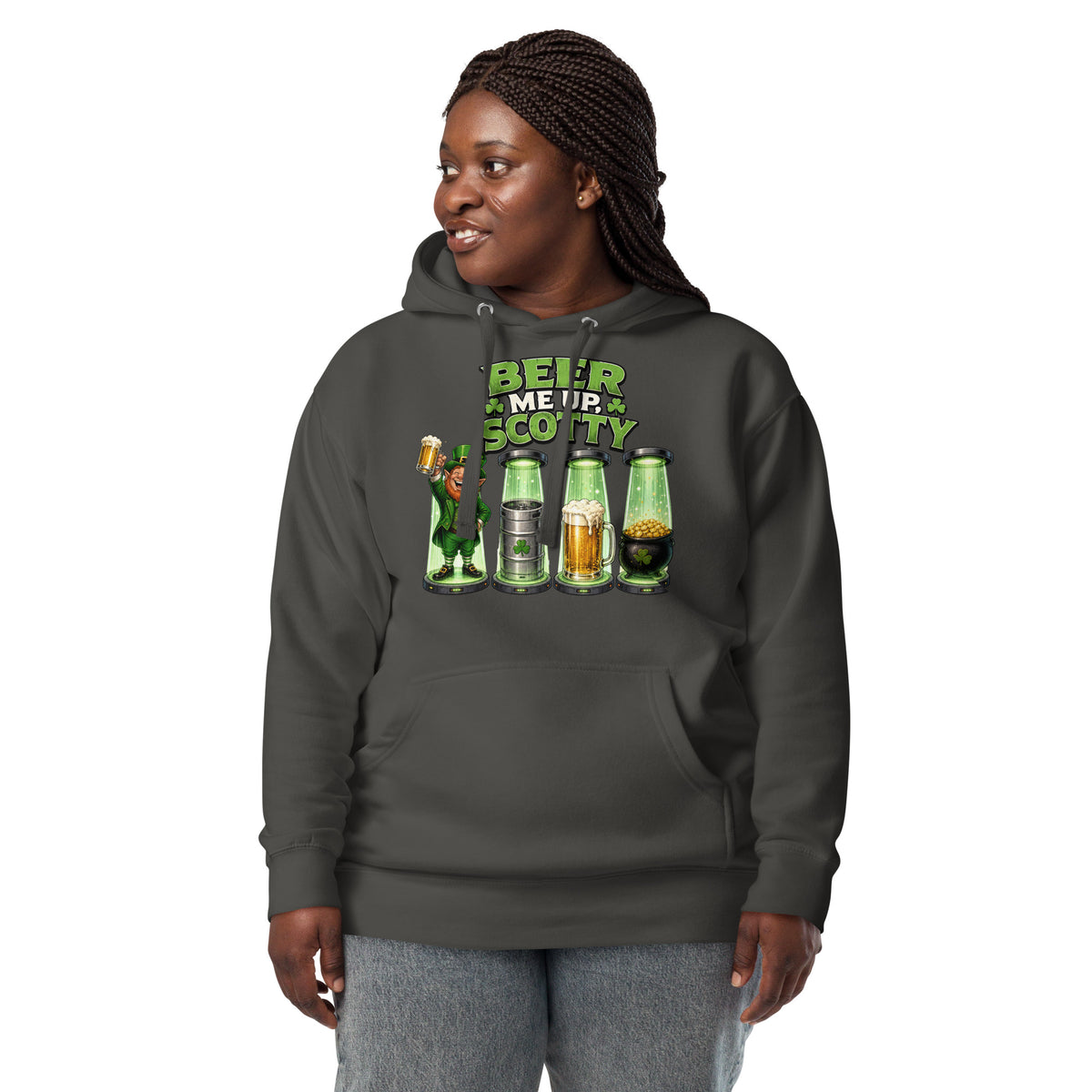 St. Patrick’s Day Transporter Unisex Hoodie — Vintage Black — front